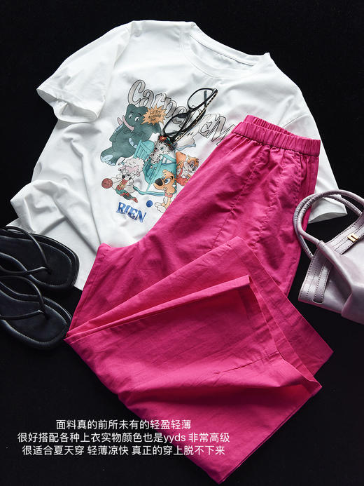 夸张梅子红苎麻阔腿裤奶奶裤 商品图11