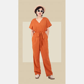 裹身棉麻连体裤