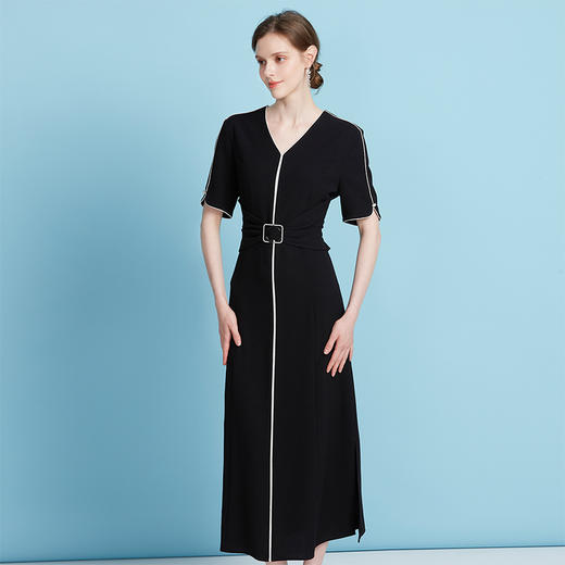 EITIE爱特爱夏季新款气质法式优雅显瘦黑色连衣裙7807577 商品图3