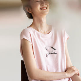 牧衣游原创 汉麻棉刺绣T恤短袖 限量福利款 浅漾【不支持会员折】