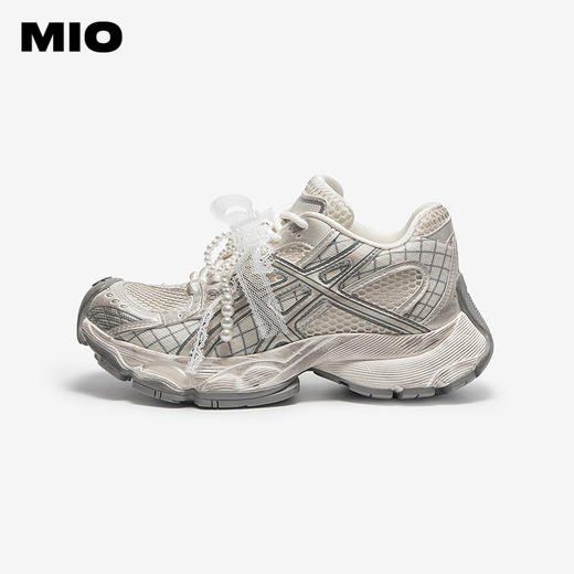 MIO米奥老爹鞋做旧复古脏脏鞋珍珠蕾丝鞋带运动鞋女M254586225 商品图1