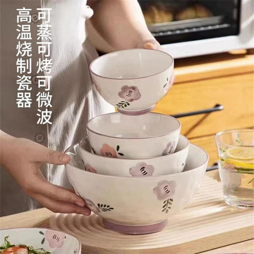 【4个装】紫萱花碗勺家用乔迁之喜新居碗盘陶瓷小清新餐具 商品图0