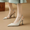 【预售5天】白色尖头高跟凉鞋女新款气质性感细跟包头后空单鞋女FDJ&YC--280 商品缩略图1