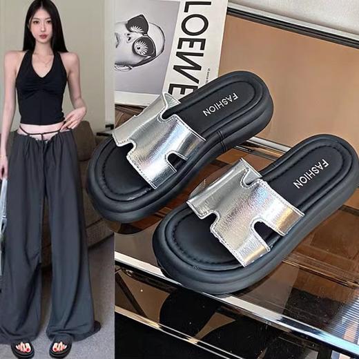 【YW】无忧购韩版百搭外穿厚底踩屎感沙滩一字拖凉鞋6251 （截单后3-5天发货) 商品图0