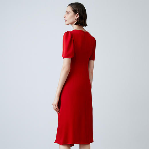 EITIE爱特爱夏季新款气质v领收腰a字显瘦礼服纯色连衣裙7877507 商品图5