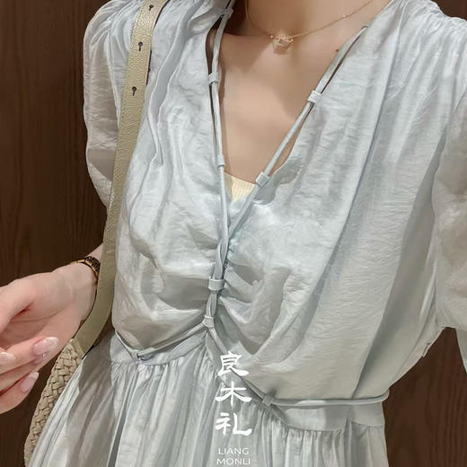 【预售7天】良木礼V领连衣裙（101） 商品图3