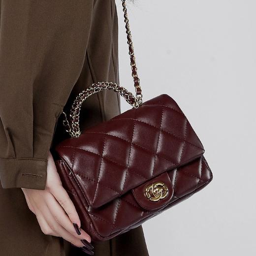 【预售3天】2025新款小香风菱格链条包百搭手提单肩斜挎包D2901 商品图0