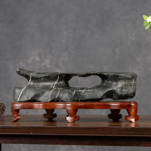 灵璧石文房赏石（红木座） 商品图0