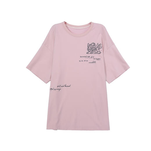 谜底T恤短袖女2025夏季新品休闲日常百搭绣花宽松上衣252MT0693 商品图4