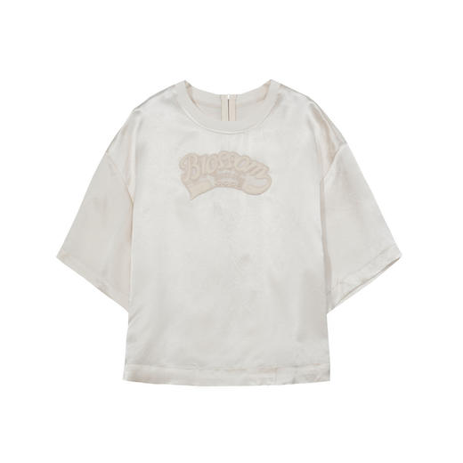 谜底衬衫衬衫女2025夏季新品通勤光泽醋酸箱型刺绣上衣252MS0688 商品图4