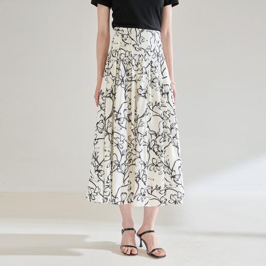 【高货sh】全新升级【铂金会员247/天猫329/差价82】(01459)洛诗琳夏季天丝国风水墨印花显瘦A字高腰伞裙度假风半身裙 商品图0