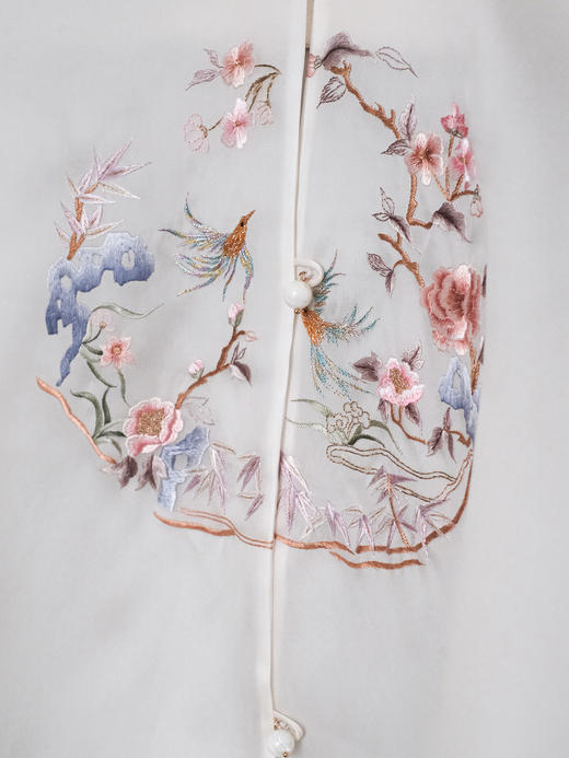 盛唐牡丹大师系列| 喜上眉梢团纹欧根缎手绣外套-白色 商品图1