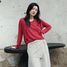 绽放女装350朵/【甜茶系列·芭乐】超细和纸纱背心两件套毛织开衫