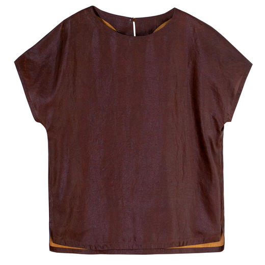 牧衣游原创 醇正薯莨红桑蚕丝套头衫轻薄圆领文艺复古上衣 泽芝 商品图4