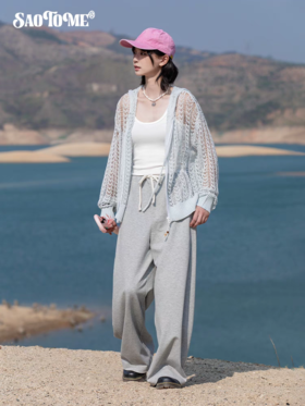 早乙女惠子saotome/STMMY252289/镂空绞花连帽开衫