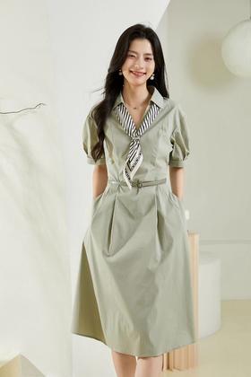 Le Malene 通勤V领丝巾连衣裙 20318【不含腰带】