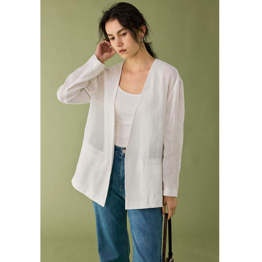 【云隙】亚麻西装外套女夏季法式慵懒感防晒衫休闲薄上衣 商品图5