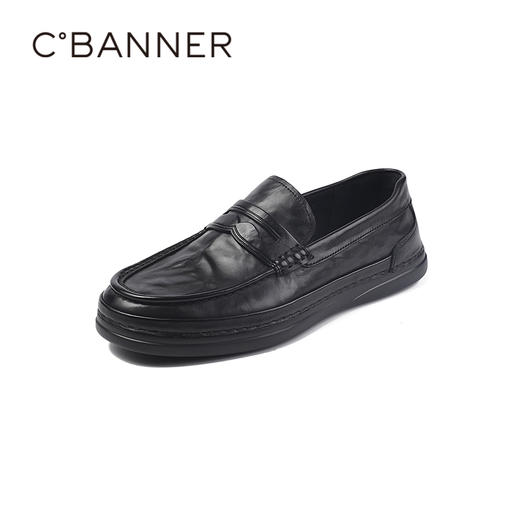 千百度秋季轻韧牛皮革鞋面男鞋乐福鞋（豆豆鞋）A25466581 商品图0