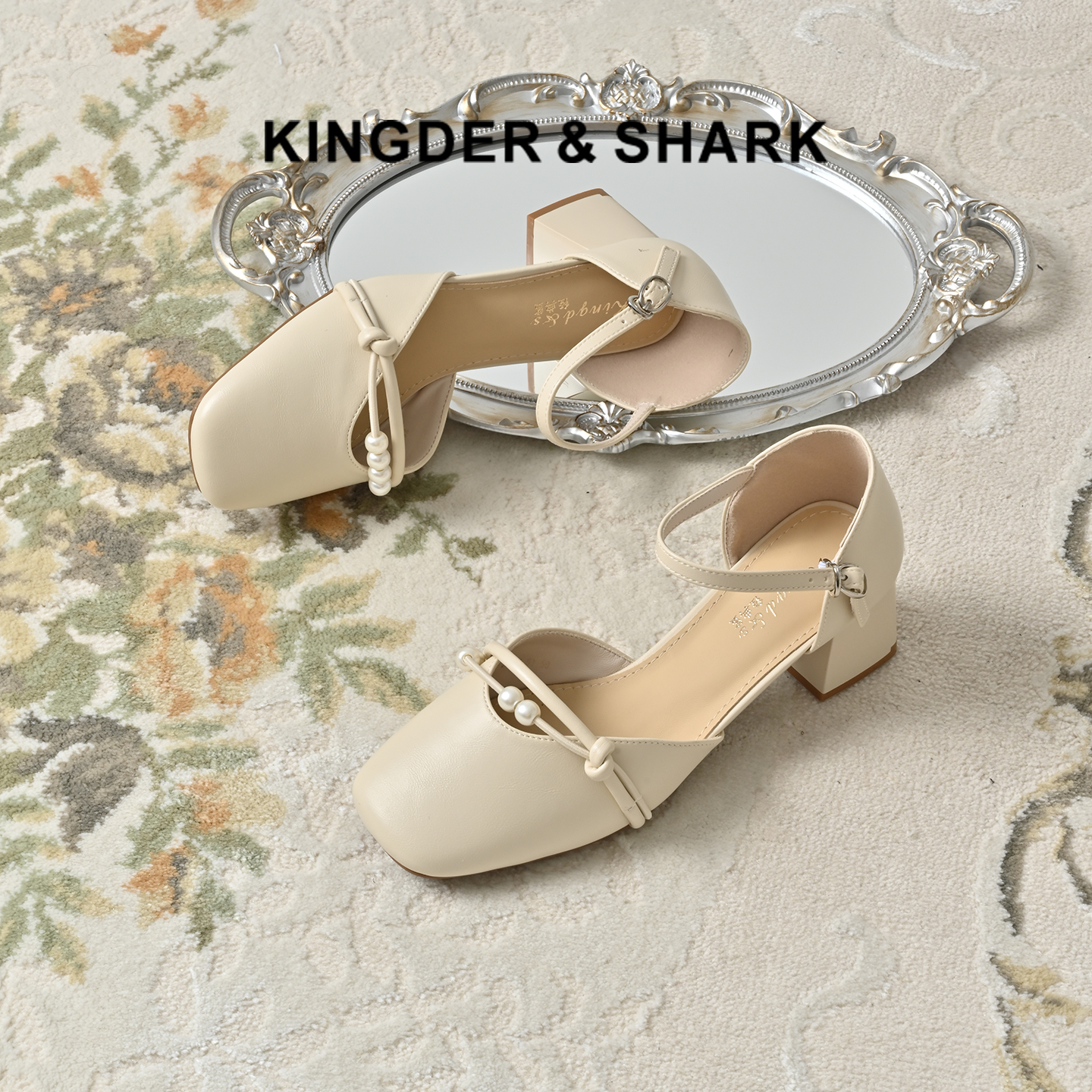 经典鲨2025夏季新品简约法式复古中粗跟通勤包头凉鞋单鞋女KC19-529121