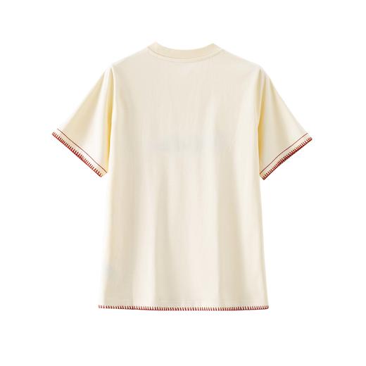 「K」洛诗琳45729复古立体字母刺绣T恤2025夏季新款正肩上衣10340 商品图2