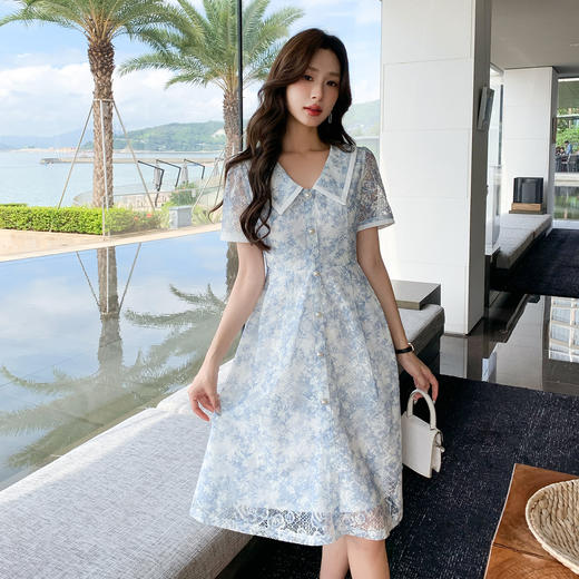 【清仓超15天不保价】奢姿大码女装2025夏季POLO领气质连衣裙胖妹妹印花设计时尚裙子9952890466【1】 商品图2