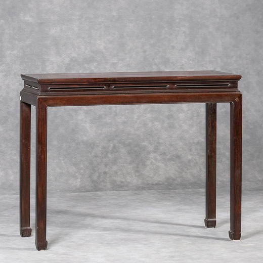 清	红木束腰马蹄腿鱼门洞条桌 商品图0