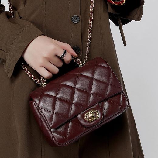 【预售3天】2025新款小香风菱格链条包百搭手提单肩斜挎包D2901 商品图1