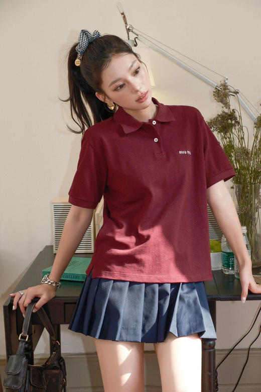 MIU缪原版原单棉珠复古POLO衫T 商品图2
