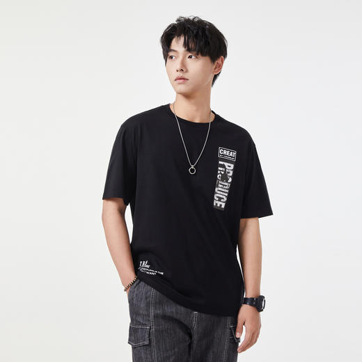 GXG男装夏季时尚字母印花男士纯棉圆领百搭短袖T恤K&C 商品图1