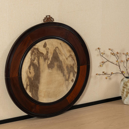 清	红木镶云石圆形大挂屏 商品图2