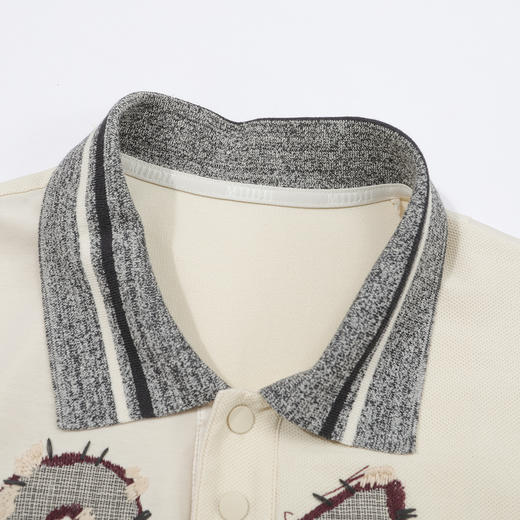 谜底POLO衫短袖女2025夏新品美式复古日常刺绣宽松短T恤252MT0658 商品图3