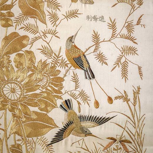 【已售】独角鹿西洋古董 中国清代出品「锦上添花」传统东方花鸟主题粤绣挂屏 商品图3