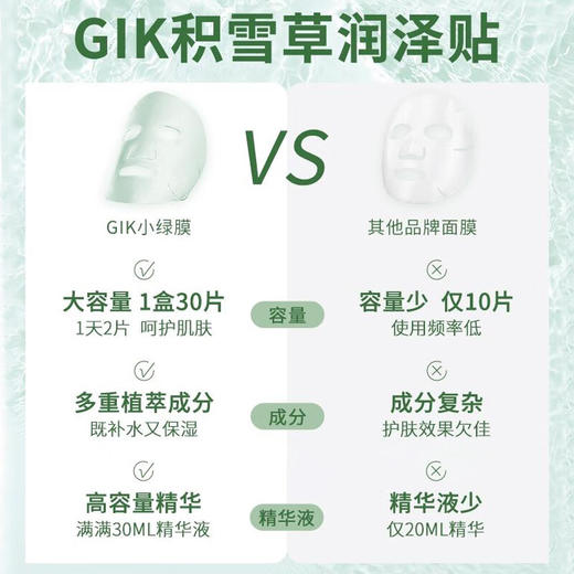 GIK韩国进口积雪草润泽贴精华面膜贴肌肤补水保湿独立包装30ml*30片/盒 商品图1