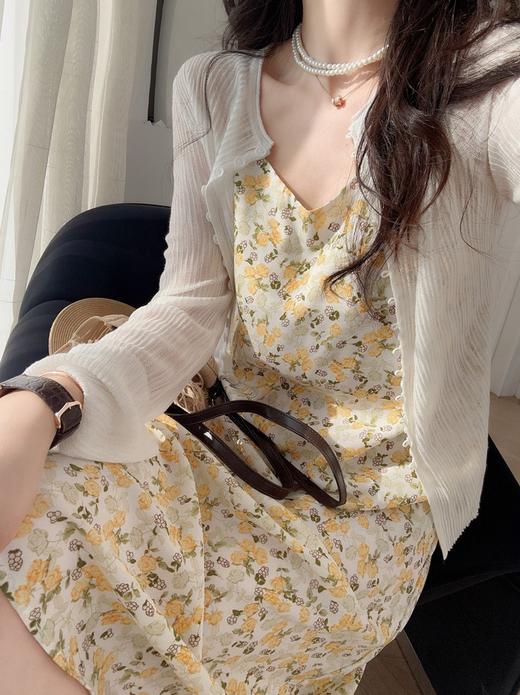 法式浪漫V领随身小碎花吊带雪纺裙显瘦连衣裙 商品图3