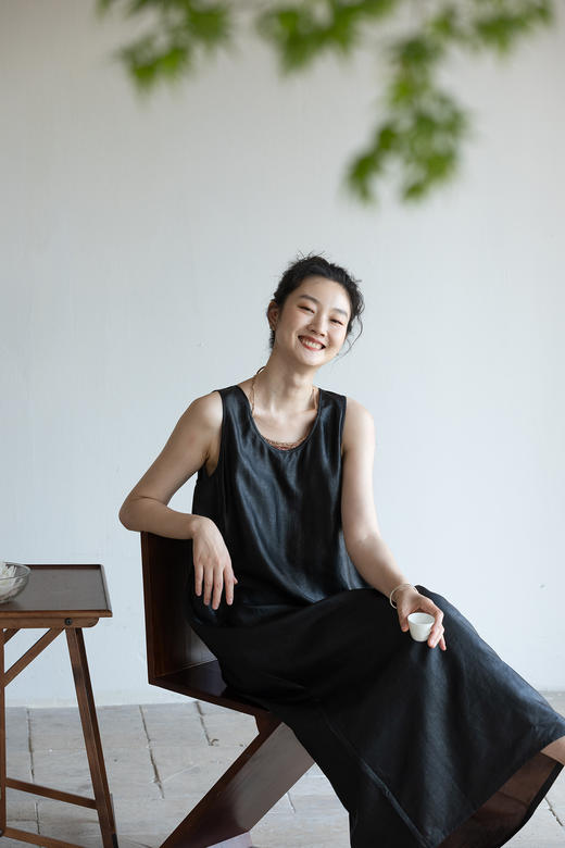 牧衣游原创 18姆米薯莨染香云纱连衣裙随性显瘦无袖长裙 岁月如梭 商品图5