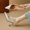 【预售5天】白色尖头高跟凉鞋女新款气质性感细跟包头后空单鞋女FDJ&YC--280 商品缩略图3
