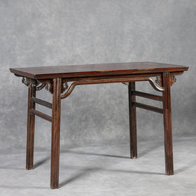 清	红木夹头榫如意云纹罗锅枨平头案