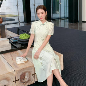 奢姿大码女装2025夏季气质立领拼接连衣裙胖妹妹改良旗袍时尚裙子9952853275