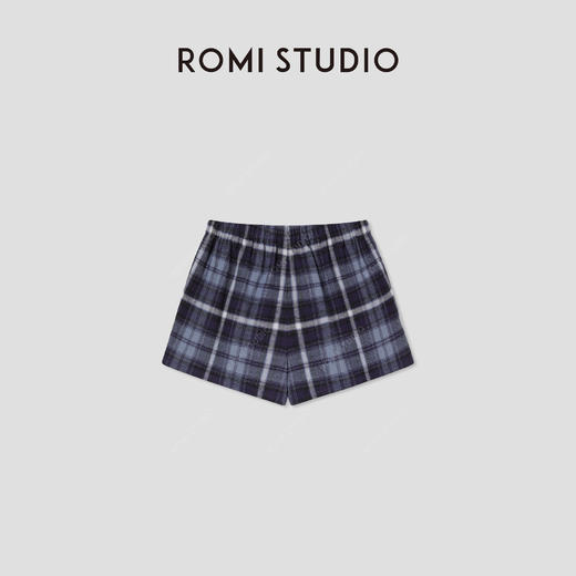 ROMI STUDIO“慵懒随性”长绒棉经典格纹松紧腰休闲短裤RW25SXY0129【发货时间25天】 商品图1
