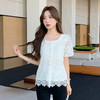 奢姿大码女装2025夏季减龄蕾丝镂空时尚衬衫胖妹妹绣花方领上衣9952293683 商品缩略图2