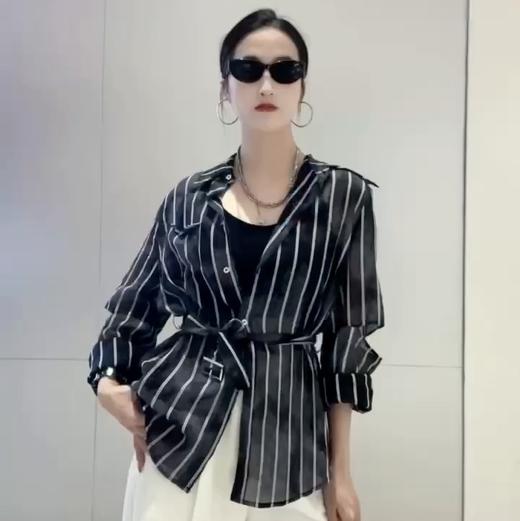 NC流行花色条纹长袖衬衫50504（黑）夏季 152550110321 商品图0