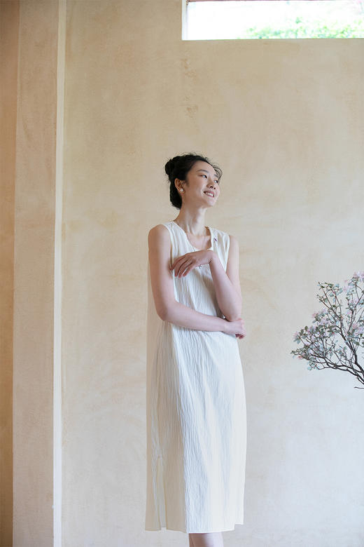 牧衣游原创 60支纯棉手绣无袖背心连衣裙女 紫霞【不支持会员折】 商品图5