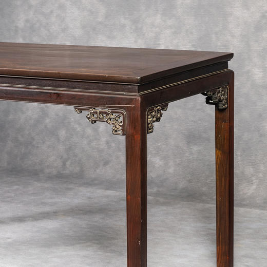 清	红木束腰马蹄腿夔龙纹角牙画桌 商品图2