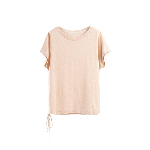 绽放女装308朵/【甜茶系列·蜜桃金骏眉】汉麻棉竹节抽绳短袖T恤 商品图4