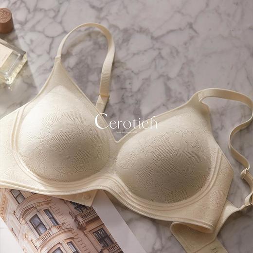 Cerotich小苍兰植绒条蕾丝软支撑内衣女士同款轻薄透气无痕文胸罩 商品图1