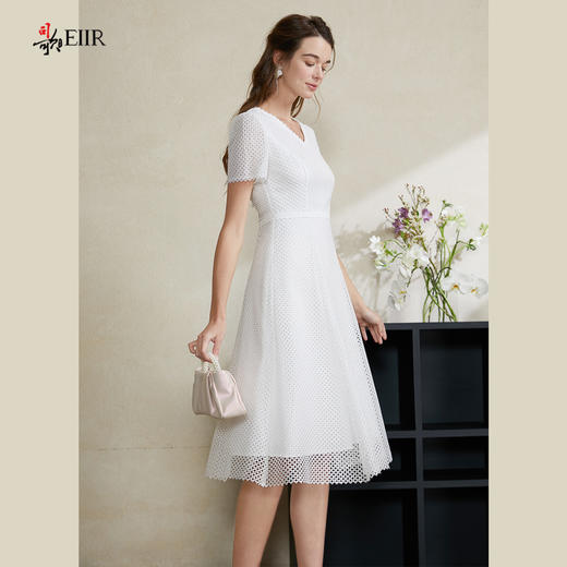 司歌蕾丝短袖v领收腰连衣裙A911215X 商品图1