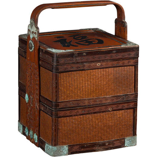 清	竹编暗八仙福字纹双层提盒 商品图5