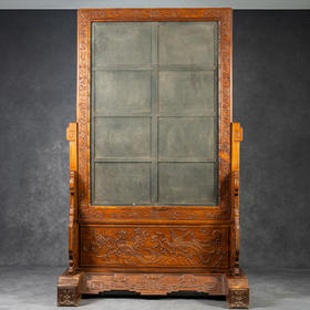 二十世纪	红木浮雕凤穿牡丹大座屏