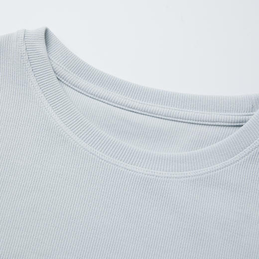 ROMI STUDIO“简约清新”浅蓝弹力罗纹修身圆领短袖T恤 RWCRSJ1973 商品图2