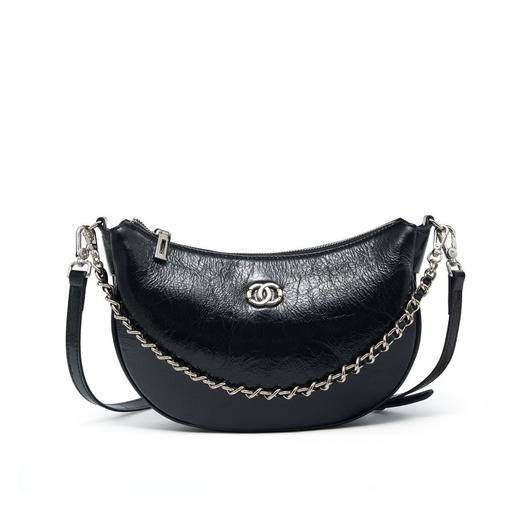 【预售3天】百搭爆裂纹女包简约休闲单肩包饺子包斜挎包D3039 商品图4